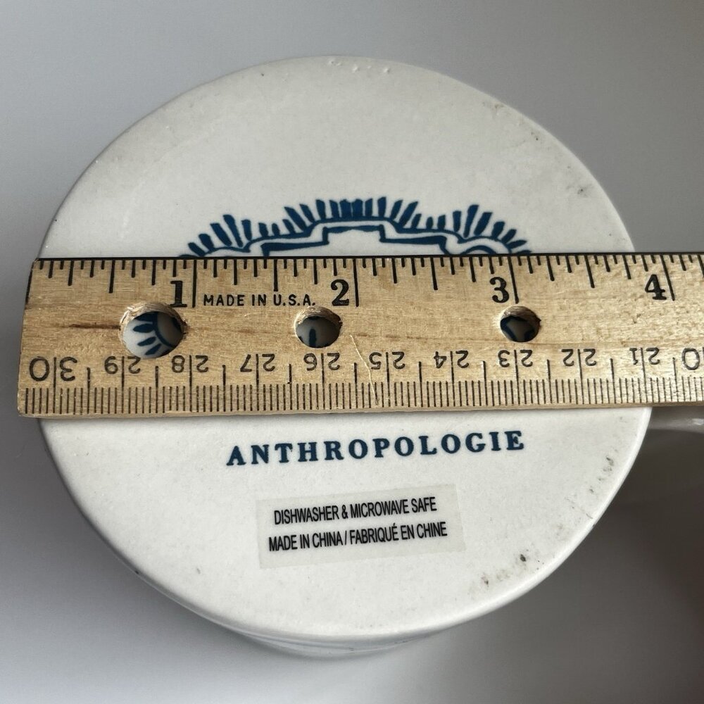 Anthropologie Buoyant Letters Coffee Mug "T" Monogram White Blue Stoneware Cup - Picture 9 of 9